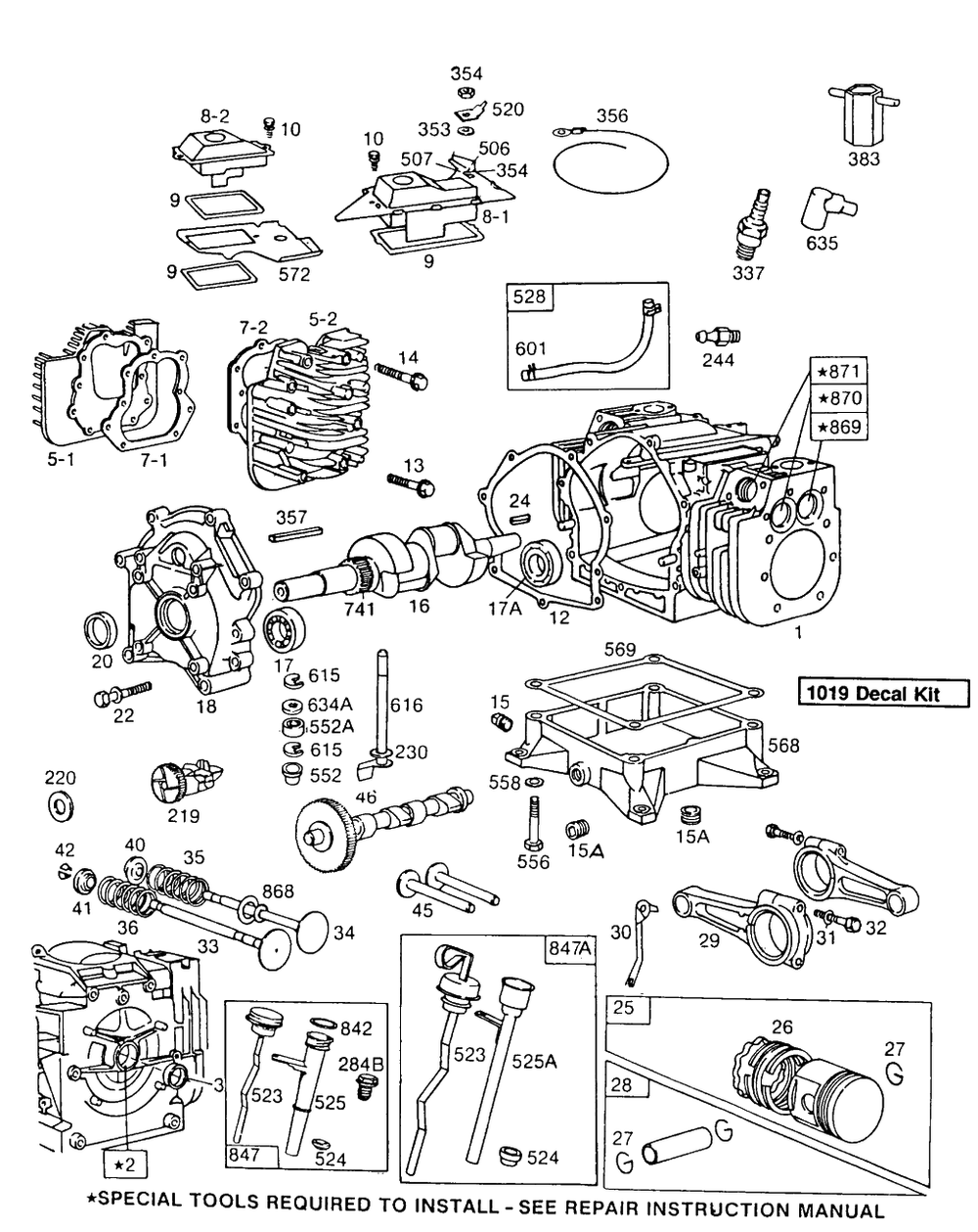 Cylinder,cylinder Heads,sump Diagram and Parts List for 402451-0691-XX  Briggs and Stratton Engine